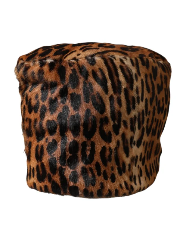 Dolce & Gabbana  Leopard Fur Women Bucket Women's Hat