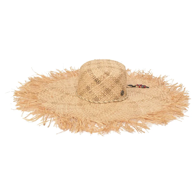 Maison Michel Ursula Open Large Brim Hat in Beige Raffia