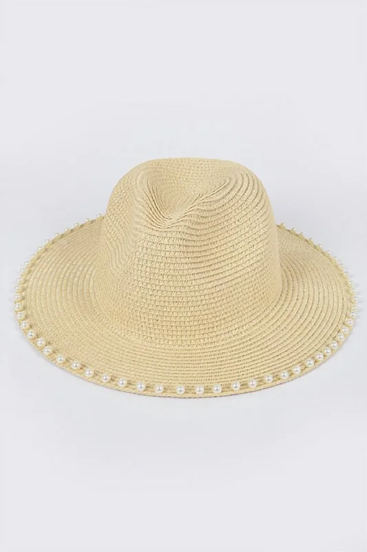 Pearl Straw Hat In Beige