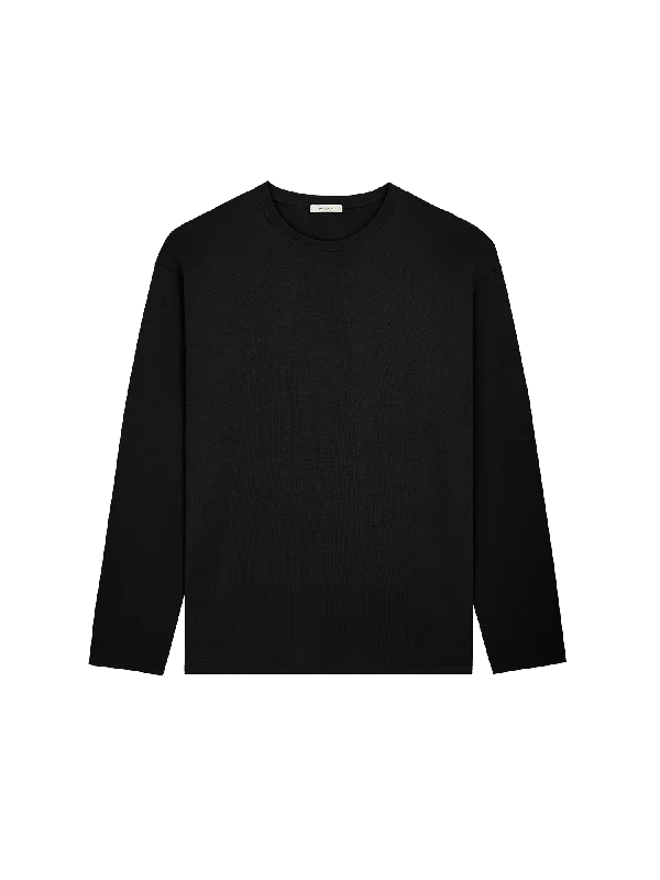 Womens Regenerative Merino Wool Sweater—black