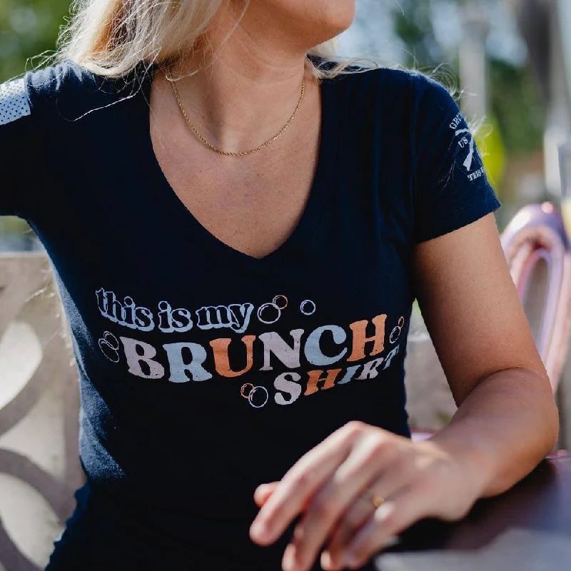 Women's My Brunch Shirt V-Neck - Midnight Navy