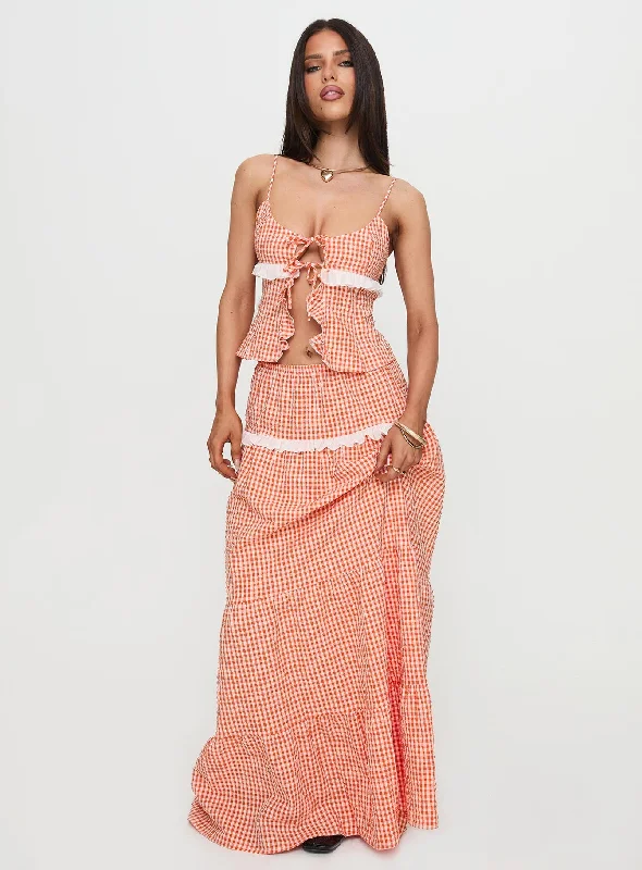 Elvera Frill Set Orange Gingham