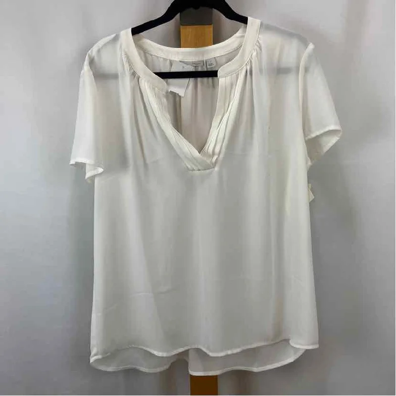 Halogen Women's Size XL White Solid Short Sleeve Shirt