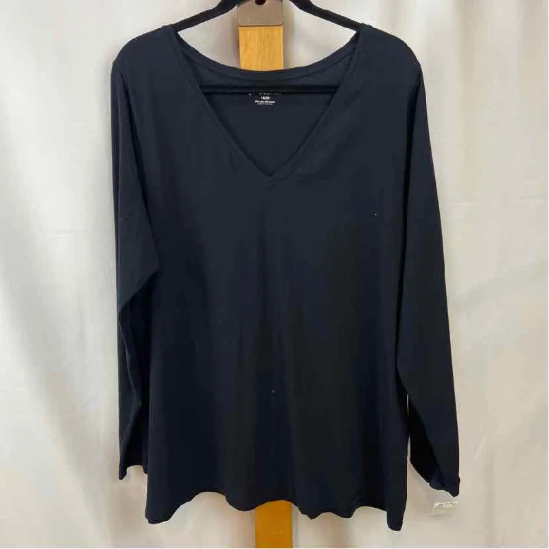 Lane Bryant Women's Size 2X Black Solid Long Sleeve Shirt