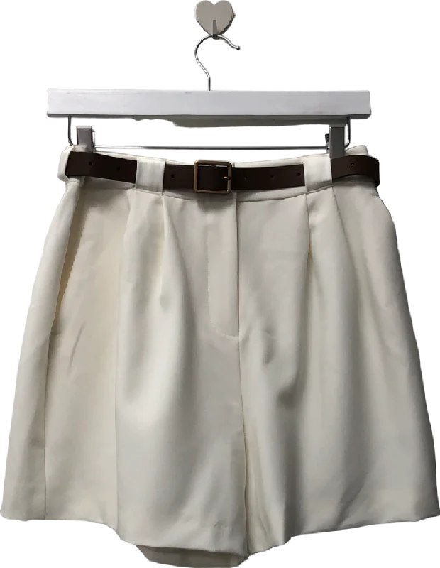 Goelia White Loose A-line Shorts With Belt UK 8