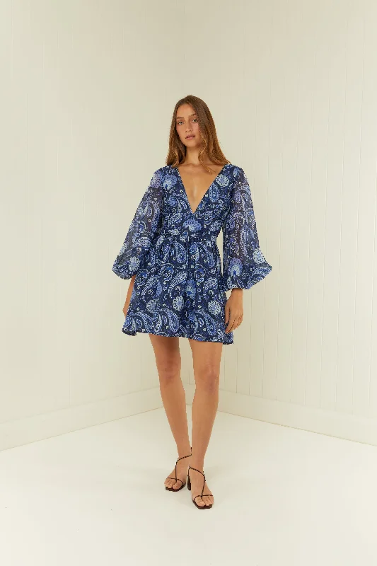 Palm Noosa Lucia Dress - Blue Paisley