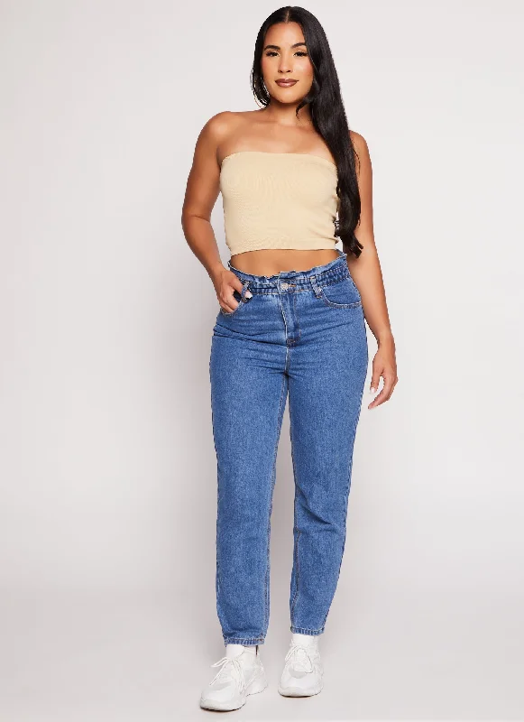 Paperbag Waist Straight Leg Jeans