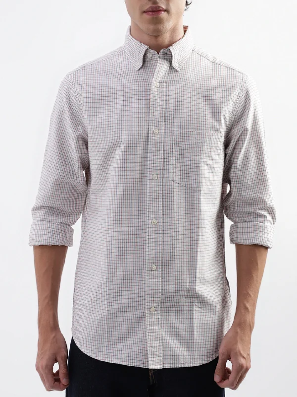 Gant White Checked Regular Fit Shirt