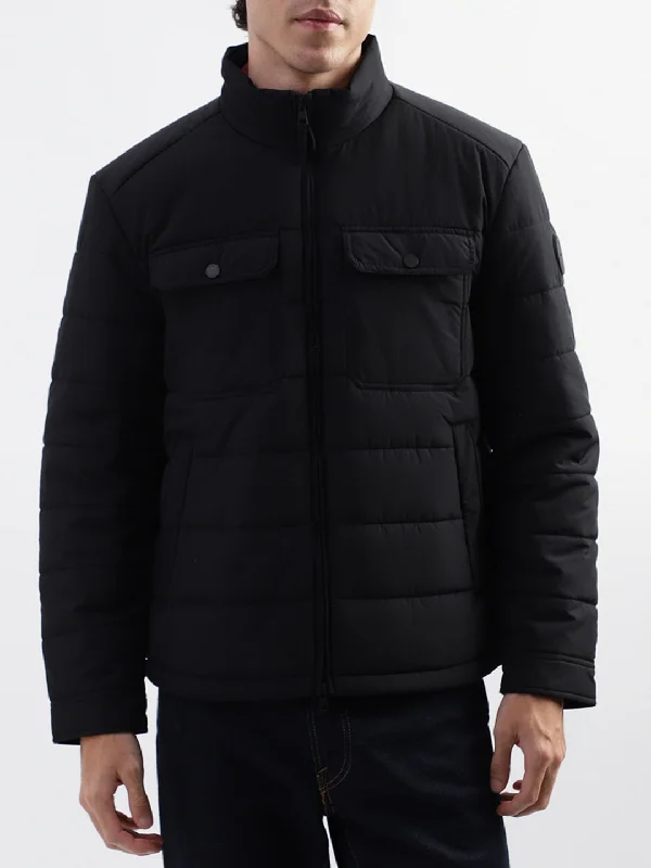 Gant Men Black Solid High Neck Jacket