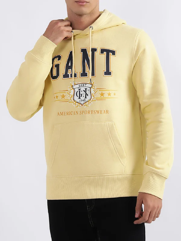 Gant Men Yellow Printed Hooded Sweatshirt