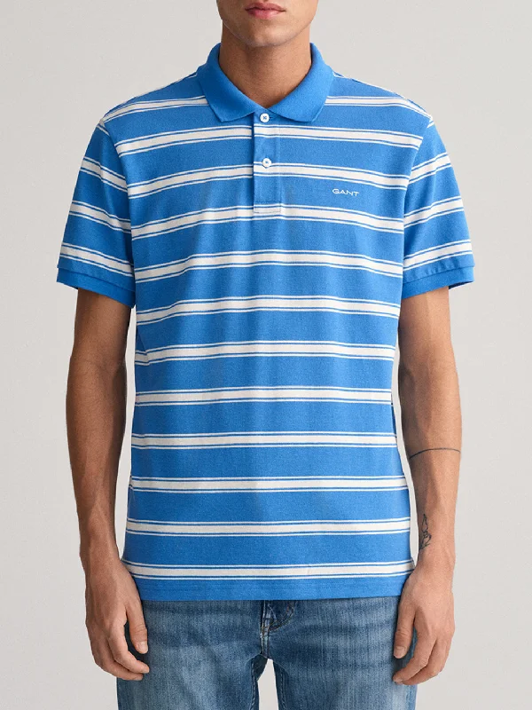 Gant Blue Striped Regular Fit Polo T-Shirt