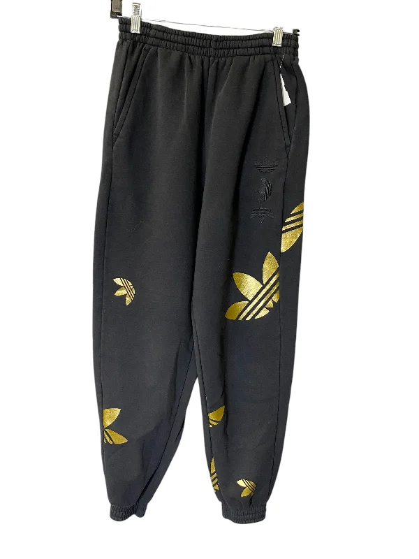 Athletic Pants By Adidas In Black & Gold, Size: S