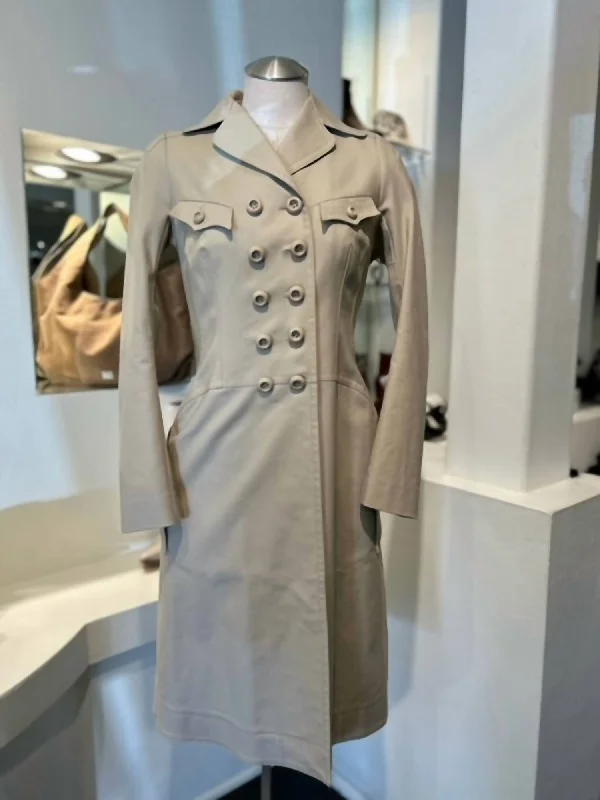 Tailored Bow Trench Coat In Stone