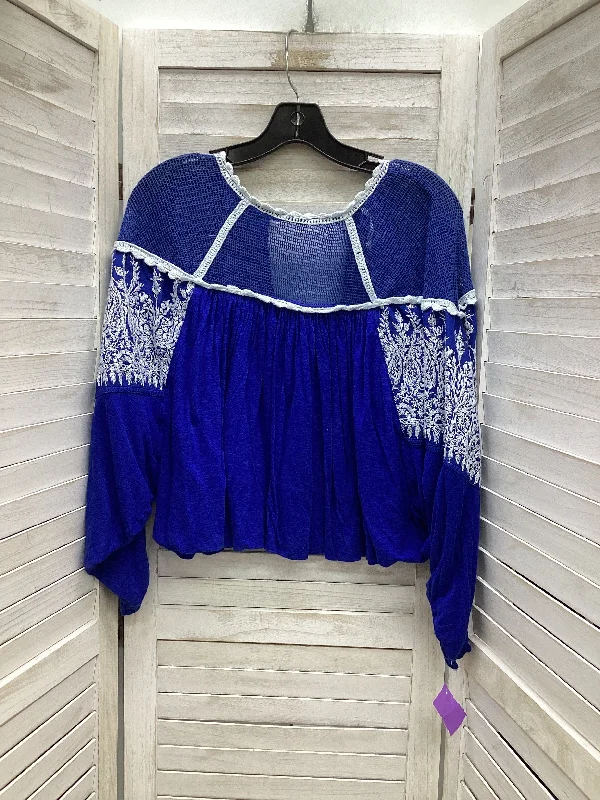 Top 3/4 Sleeve By Free People In Blue, Size: S