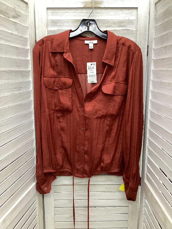 Top Long Sleeve By Bar Iii In Brown, Size: L