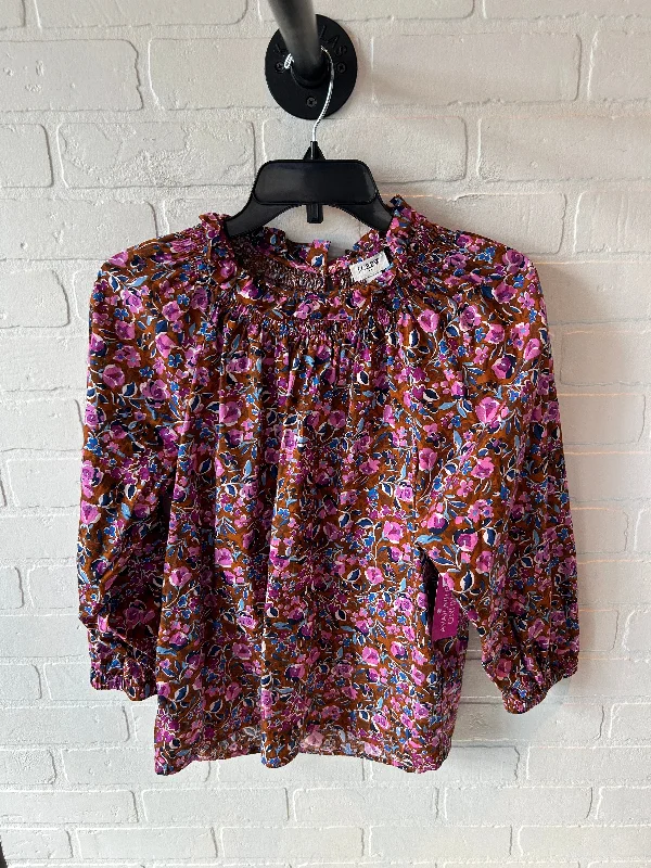 Top Long Sleeve By J. Crew In Brown & Pink, Size: S