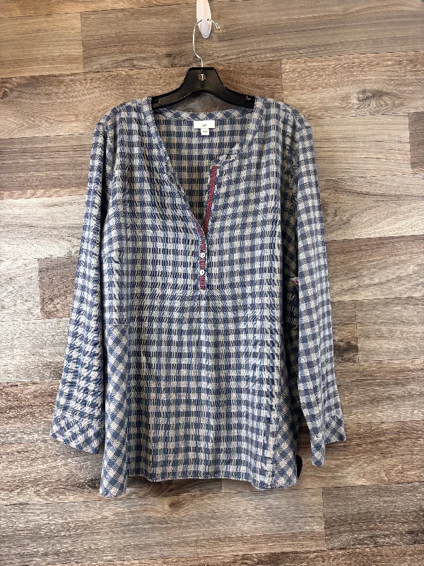 Top Long Sleeve By J. Jill In Blue & Grey, Size: Xl