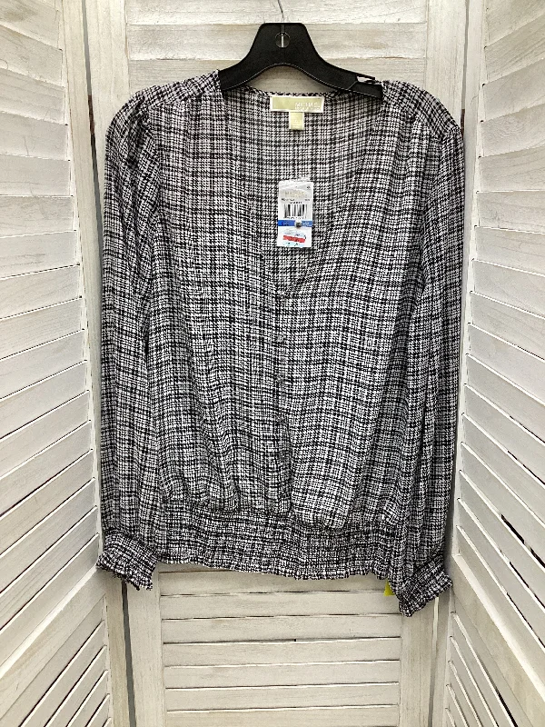 Top Long Sleeve By Michael Kors In Plaid Pattern, Size: Xl