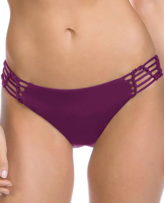 Women's Macrame Tab Side American Hipster Bikini Bottom In Raisin