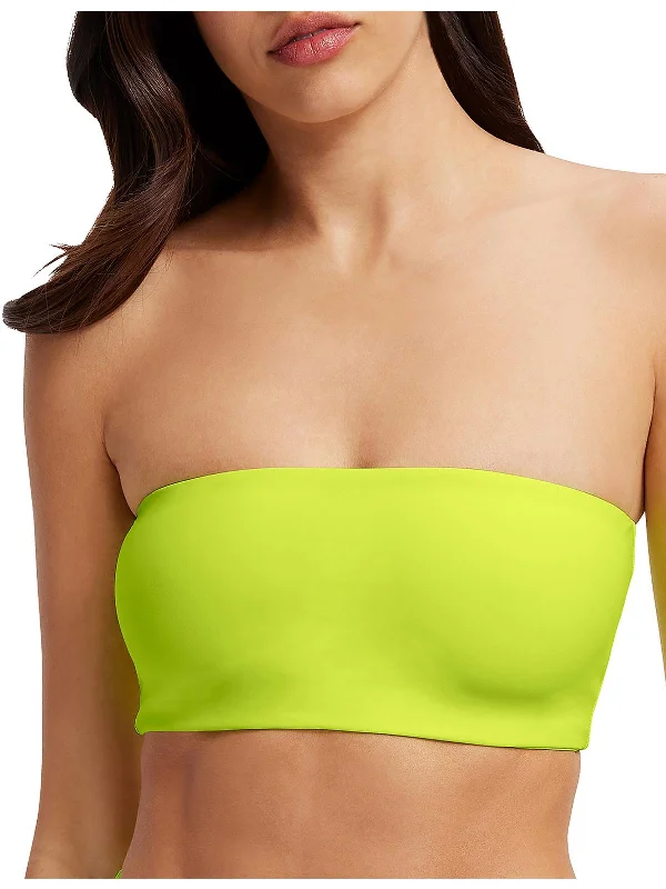 Womens Solid Nylon Bikini Swim top