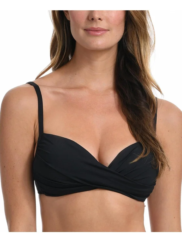 Womens Solid Nylon Bikini Swim top