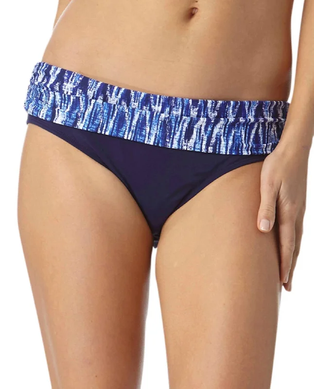 Women's Tide Foldover Mid-Rise Brief Swim Bottom In Indigo