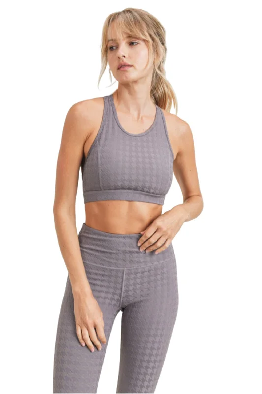 Mono B Houndstooth Jacquard TACTEL® Sports Bra AT8042