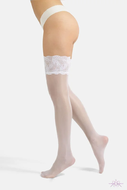 Cette Versailles White Sheer Hold Ups