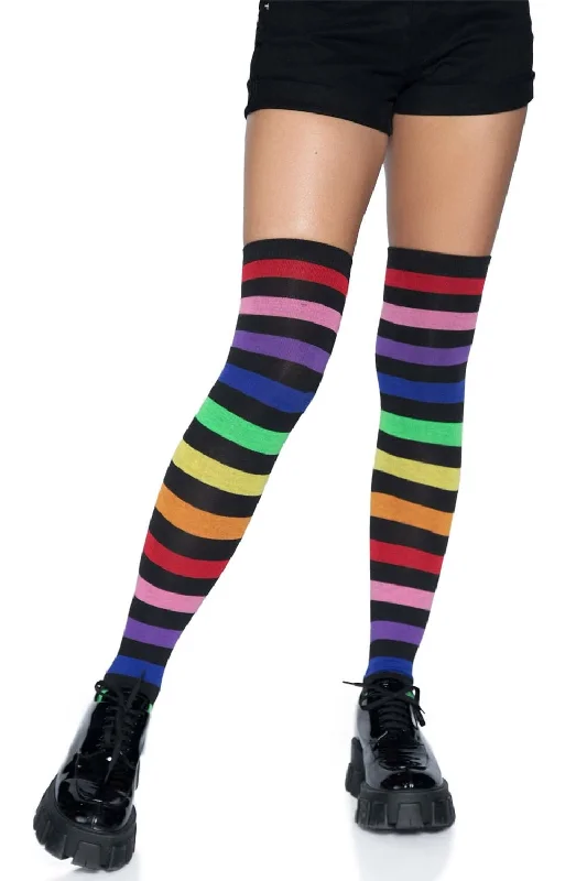 Emo Rainbow Thigh High Socks