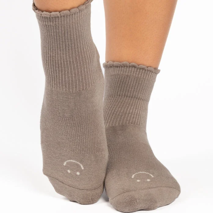 Happy Ankle Grip Socks - Taupe