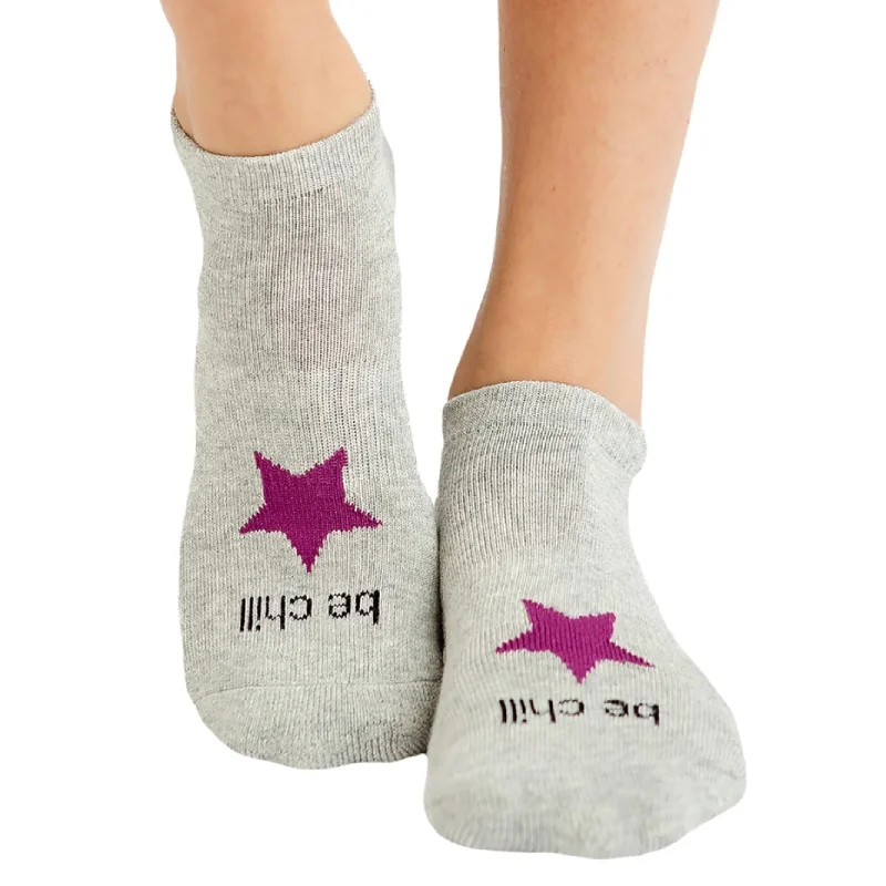 Be Chill - Heather Berry Star Grip Socks (Barre / Pilates)