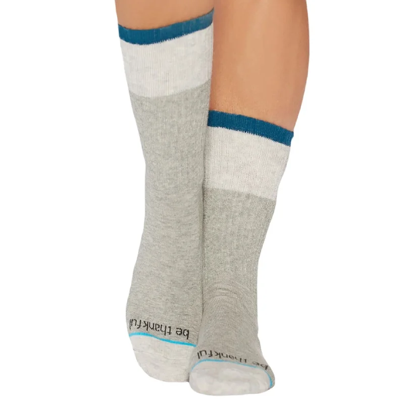 Be Thankful Crew Grip Socks - Heather / Cypress (Barre / Pilates)