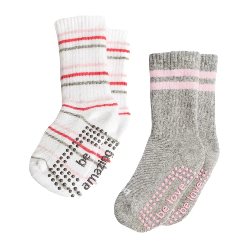 Girls 2 Pack  - Gia Grip Crew Socks (Barre / Pilates)