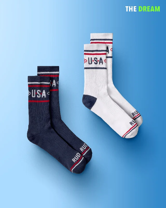 USA Stripe Cushion Crew Socks (2 Pair)